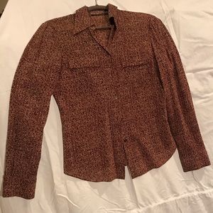 Elie Tahari burgundy print silk blouse